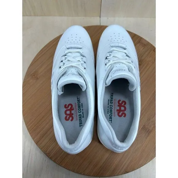 NEW Sas Free Time White Leather Casual Comfort Walking Shoes Womens Size 7.5