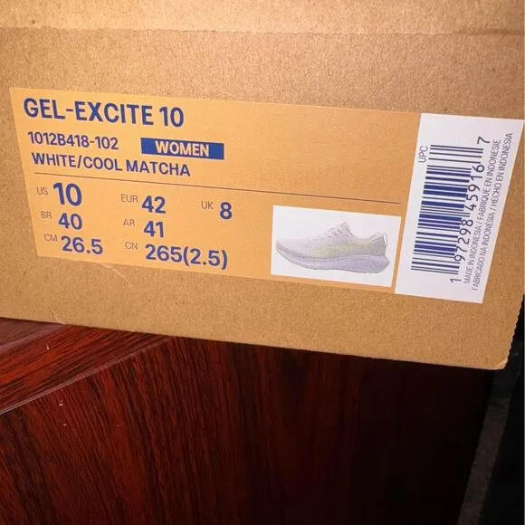 NIB ASICS gel-excite 10 women’s white cool matcha shoes sneakers walking running