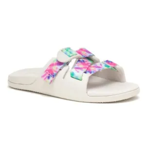 NIB Chaco Chillos Slide Sandal White And Multicolor Tie Dye Print Kids Size 4
