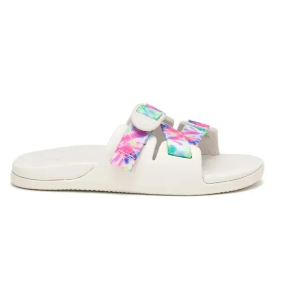 NIB Chaco Chillos Slide Sandal White And Multicolor Tie Dye Print Kids Size 4