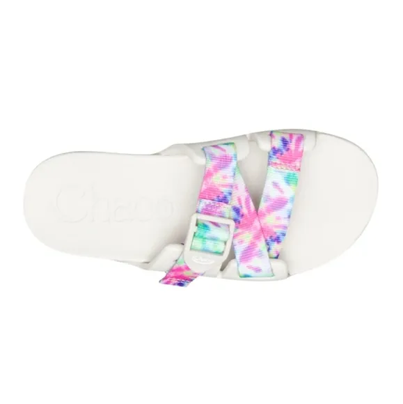 NIB Chaco Chillos Slide Sandal White And Multicolor Tie Dye Print Kids Size 4