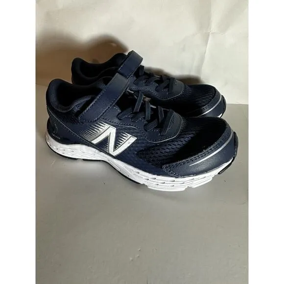 NIB New Balance 680 Running Shoes Navy Kids Size 1.5 Lace Up Strap Sports Jog