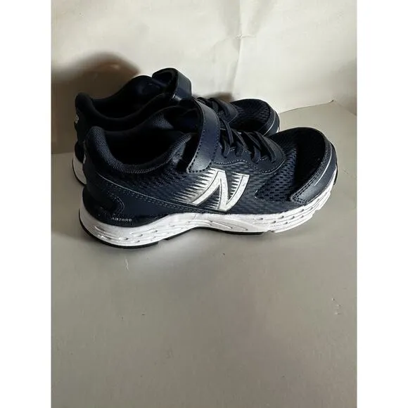 NIB New Balance 680 Running Shoes Navy Kids Size 1.5 Lace Up Strap Sports Jog