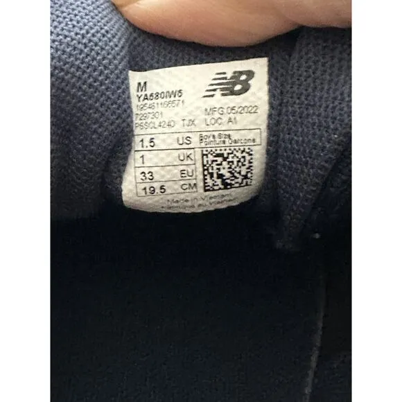 NIB New Balance 680 Running Shoes Navy Kids Size 1.5 Lace Up Strap Sports Jog
