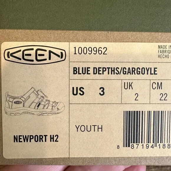 NIB New Big Kids Keen Newport H2 Blue Strappy Outdoor Shoes Sandals Size‎ 3 Y