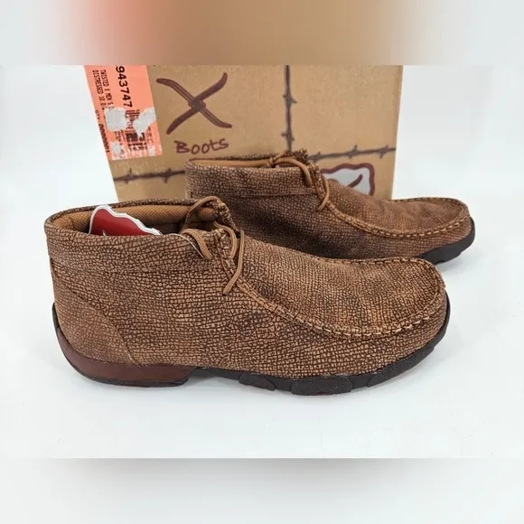 NIB Twisted X Men's Sz 10 W Chukka Driving DISTRESSED GRAIN Moc Shoes MDM0017