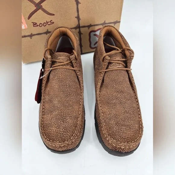 NIB Twisted X Men's Sz 10 W Chukka Driving DISTRESSED GRAIN Moc Shoes MDM0017