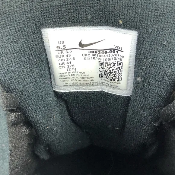 Nike Air Baseline Black Men's US 9.5