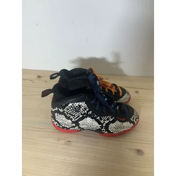 Nike Air Foamposite One‎ GS Snakeskin Black White Red Sneakers Shoe Size 12 S23