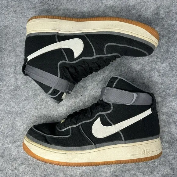 Nike Air Force 1 07 LV8 High Shoes Mens Size 10.5 Black Orange‎ Gum Basketball