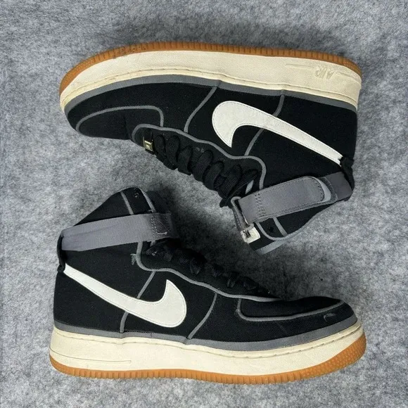 Nike Air Force 1 07 LV8 High Shoes Mens Size 10.5 Black Orange‎ Gum Basketball