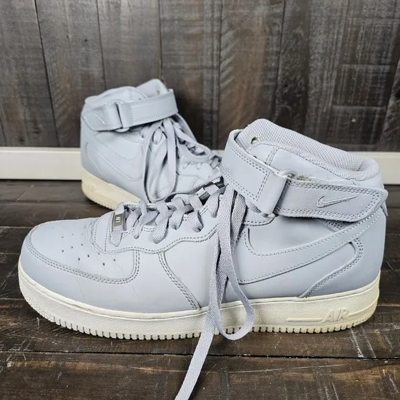 Nike Air Force 1 Mid Shoes Mens 11 Wolf Grey White Basketball Athletic Sneakers