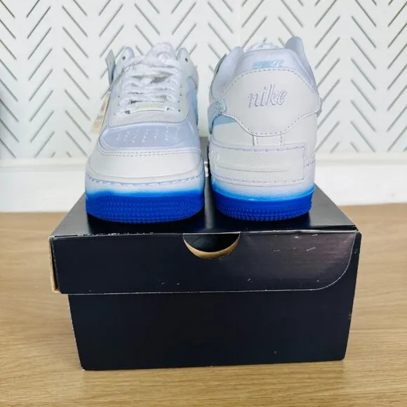 🤩Nike Air Force 1 Shadow Women Shoes Sz 7.5 FJ4567-100 Retro White Blue Sneaker