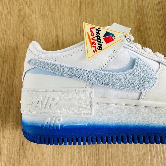 🤩Nike Air Force 1 Shadow Women Shoes Sz 7.5 FJ4567-100 Retro White Blue Sneaker