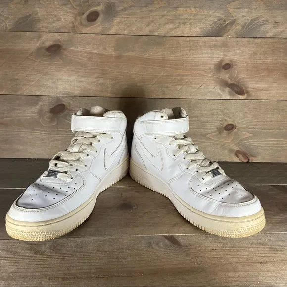 Nike Air Force one mid Mens size 8.5 shoes white leather comfort sneakers