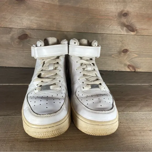 Nike Air Force one mid Mens size 8.5 shoes white leather comfort sneakers