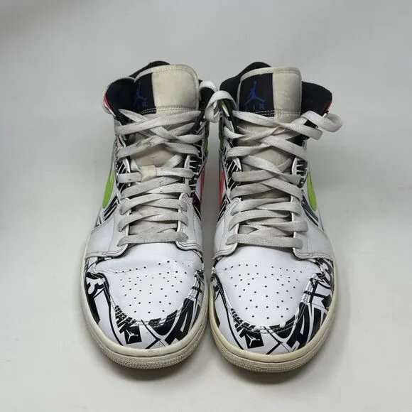 Nike Air Jordan 1 Mid All Over Logo Shoes 2019 Mens 11.5 Colorful 554724-119