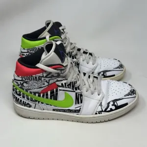 Nike Air Jordan 1 Mid All Over Logo Shoes 2019 Mens 11.5 Colorful 554724-119