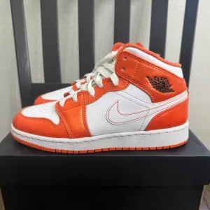 Nike Air Jordan 1 Mid LE (GS) Sneakers – Youth Size 4 Boys, Electro Orange