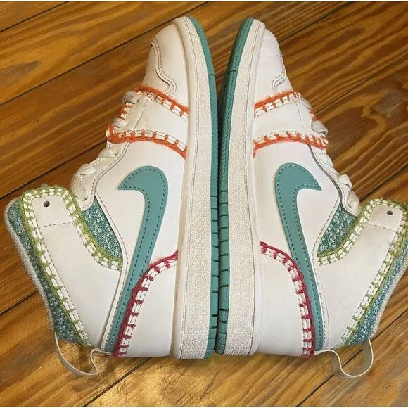 Nike Air Jordan 1 Mid‎ SE &quot;Multi Knit&quot; Size 1.5 Youth DM9648-100