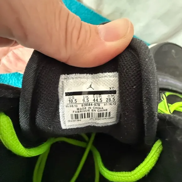 Nike Air Jordan 1 Shoes Black Flash Lime Flight Strap Sz US 10.5
