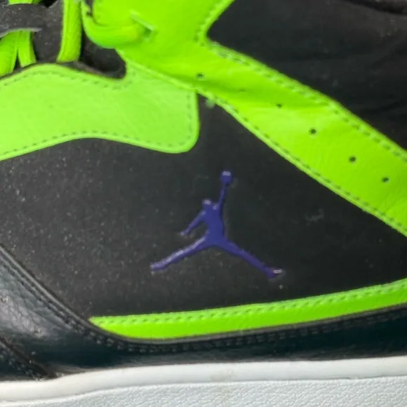 Nike Air Jordan 1 Shoes Black Flash Lime Flight Strap Sz US 10.5
