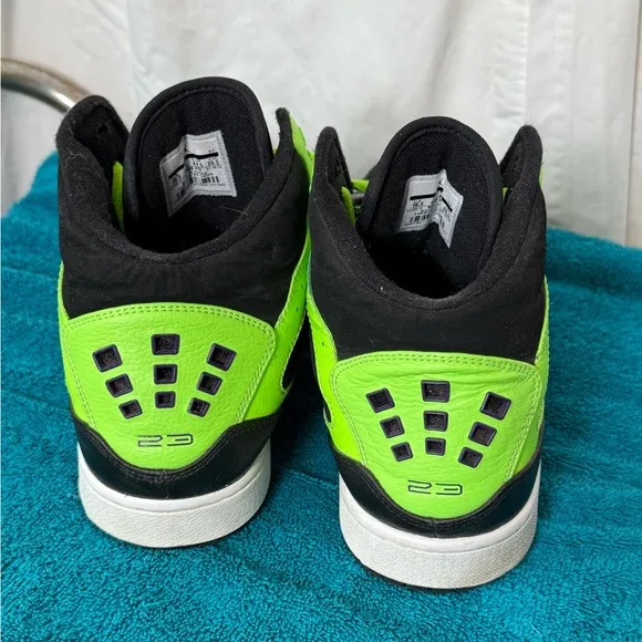 Nike Air Jordan 1 Shoes Black Flash Lime Flight Strap Sz US 10.5