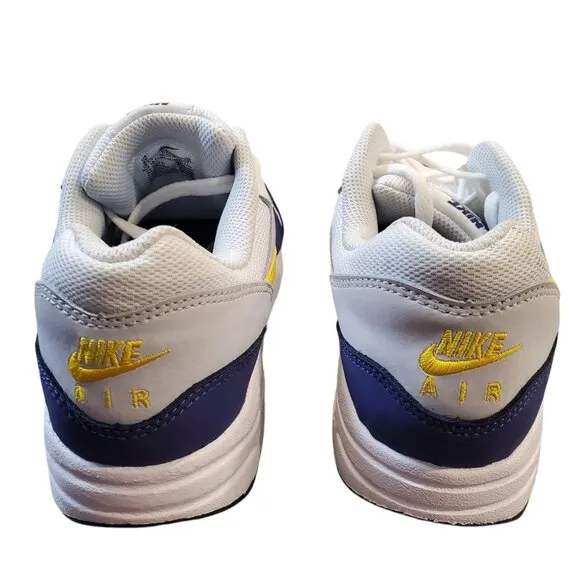 Nike Air Max 1 Big Kids Shoes Size 6Y DZ3307-107, White/Blue/Yellow Sneakers