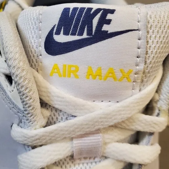 Nike Air Max 1 Big Kids Shoes Size 6Y DZ3307-107, White/Blue/Yellow Sneakers