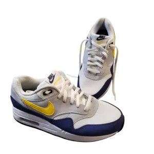 Nike Air Max 1 Big Kids Shoes Size 6Y DZ3307-107, White/Blue/Yellow Sneakers