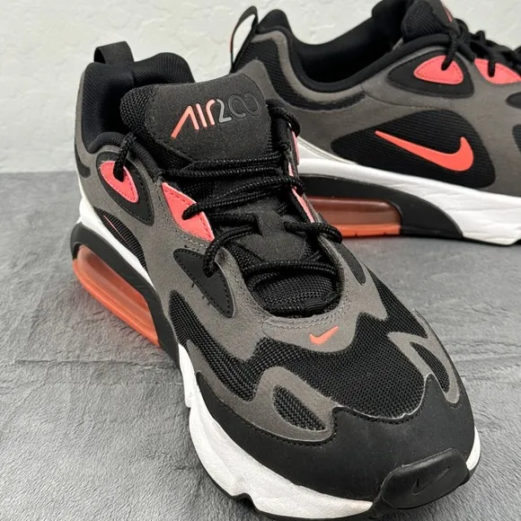 Nike Air Max 200 Thunder Grey Hot Punch Red Shoes AQ2568-005 Mens Size 10.5