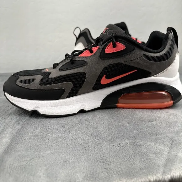 Nike Air Max 200 Thunder Grey Hot Punch Red Shoes AQ2568-005 Mens Size 10.5