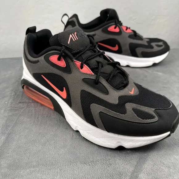 Nike Air Max 200 Thunder Grey Hot Punch Red Shoes AQ2568-005 Mens Size 10.5