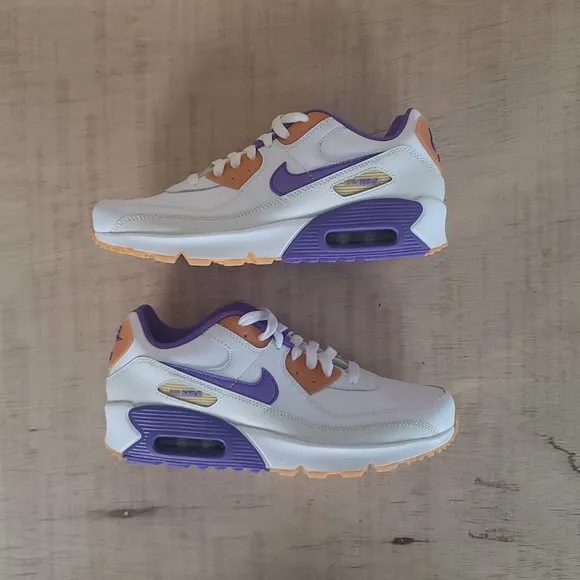 Nike Air Max 90 Citron Tint Action Grape White Sneakers Size 6.5Y Women's 8 New