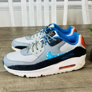 Nike Air Max 90 Swooshfetti Confetti Shoes Grey Blue Size 5.5 Youth