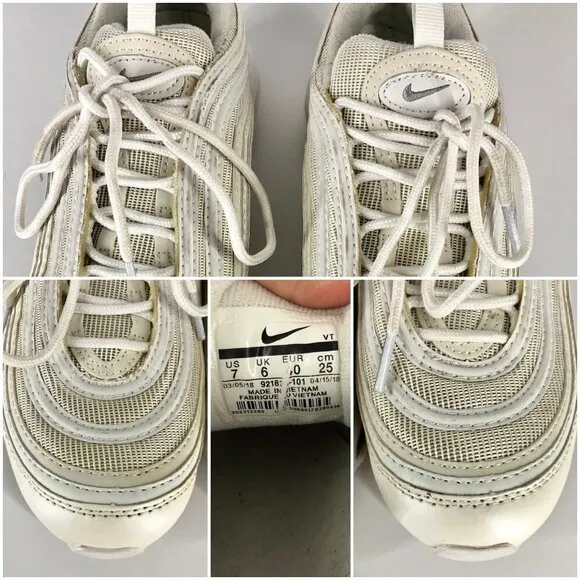 Nike Air Max 97 Cream White Unisex Sneakers Runners M7 W8.5
