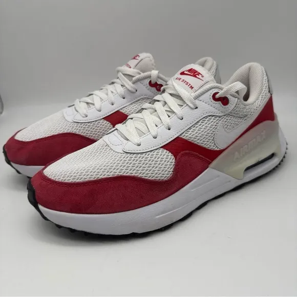 Nike Air Max System White/Red Athletic Shoes DM9537-104 Men's Size 11.5