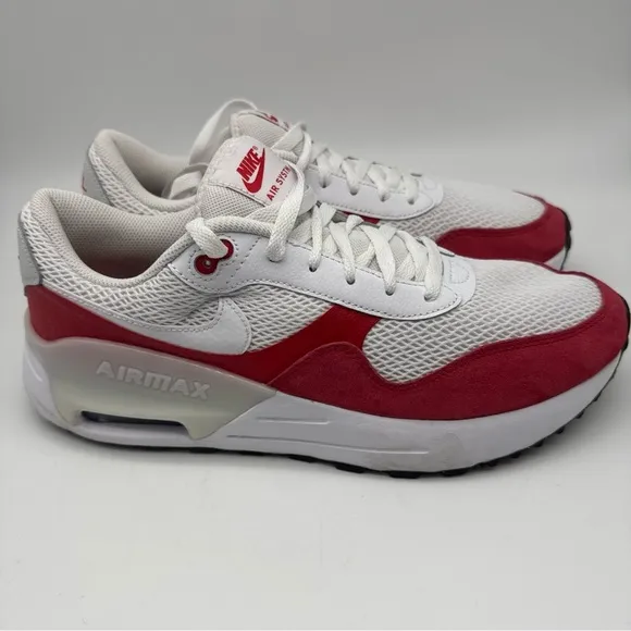 Nike Air Max System White/Red Athletic Shoes DM9537-104 Men's Size 11.5