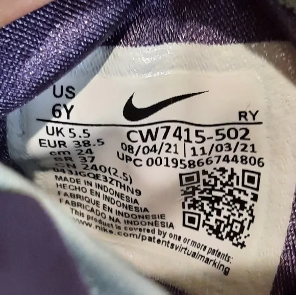 Nike Air Zoom Arcadia Big Kids Running Shoes size 6Y Purple White Outdoor