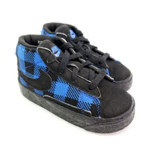 Nike Blazer Mid '77 Toddler Boys Size 7c Black Blue Checkered Sneaker Shoes