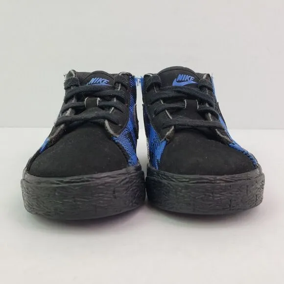 Nike Blazer Mid '77 Toddler Boys Size 7c Black Blue Checkered Sneaker Shoes