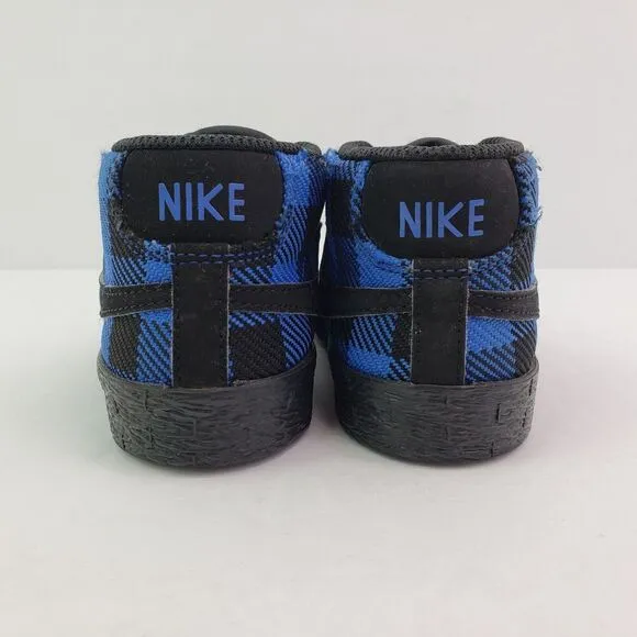 Nike Blazer Mid '77 Toddler Boys Size 7c Black Blue Checkered Sneaker Shoes
