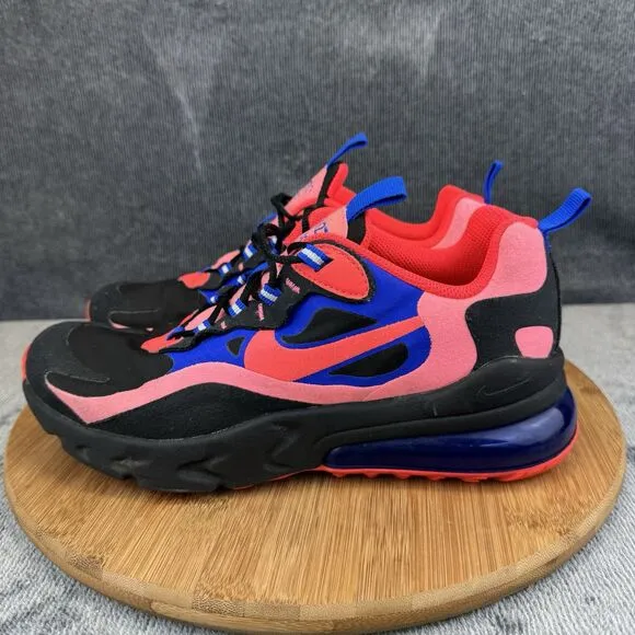 Nike Boys Air Max 270 React Size 6.5Y Shoes Black Red Basketball Hoops Sneakers