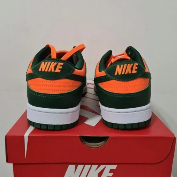 Nike dunk low-top green and orange women's sports shoes