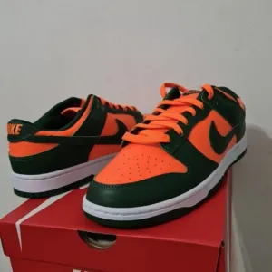 Nike dunk low-top green and orange women's sports shoes
