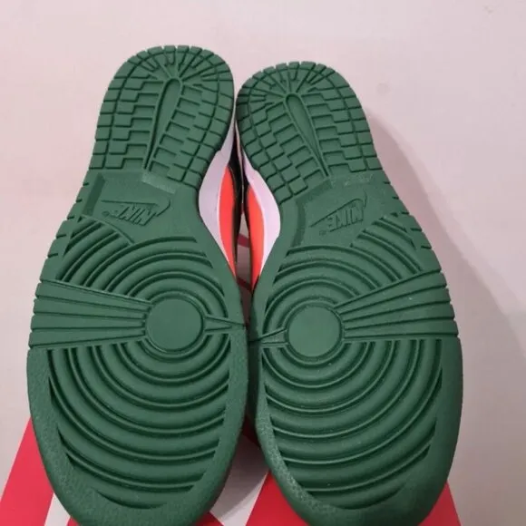 Nike dunk low-top green and orange women's sports shoes