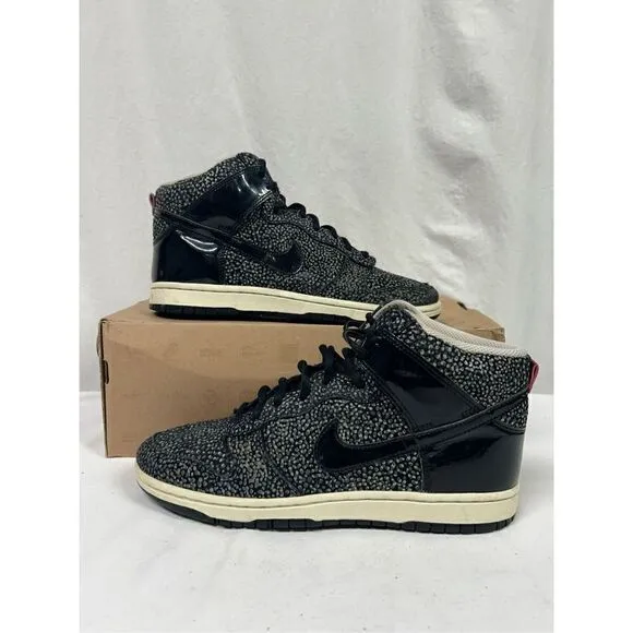 Nike Dunk Women Hi Skinny Print Anthracite Tiger 543242-006 Shoe Black Grey Sz 9