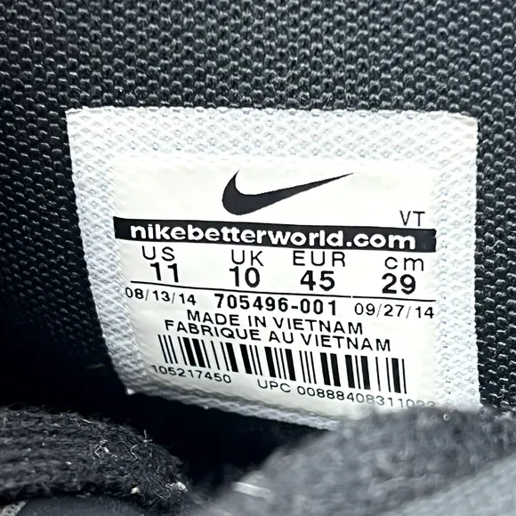 Nike Free Hypervenom Mid Top Sneakers Men's Size 11 Black Athletic Comfort Shoes