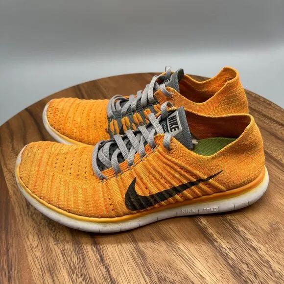 Nike Free RN Flyknit Shoes Womens Size 7.5 Orange Running Comfort Sneaker