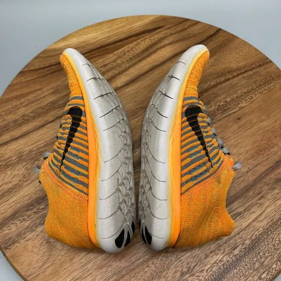 Nike Free RN Flyknit Shoes Womens Size 7.5 Orange Running Comfort Sneaker